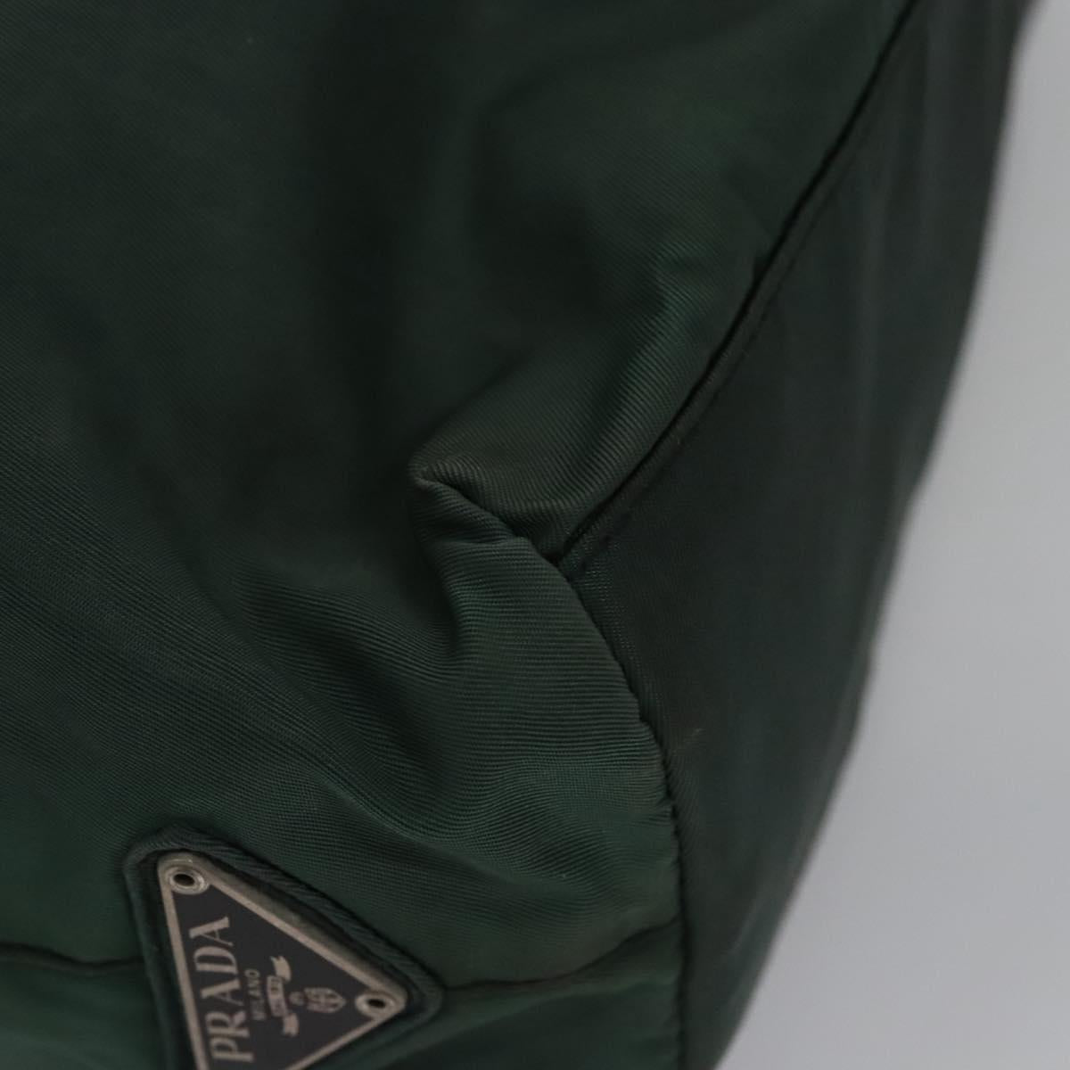 PRADA Hand Bag Nylon plastic Khaki Silver Auth bs23618