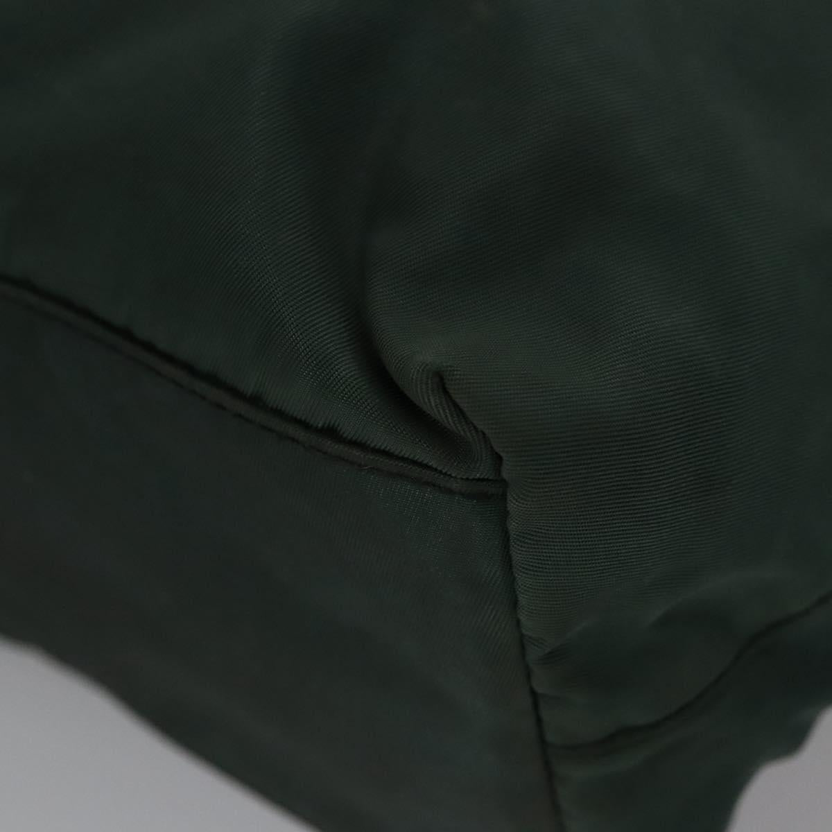 PRADA Hand Bag Nylon plastic Khaki Silver Auth bs23618