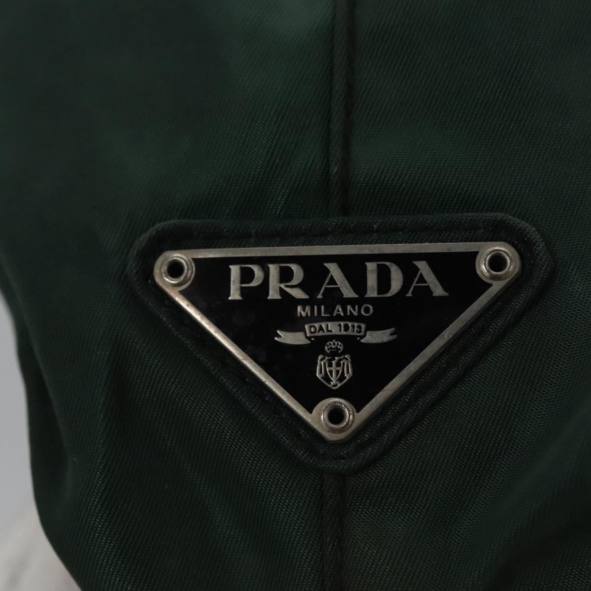PRADA Hand Bag Nylon plastic Khaki Silver Auth bs23618