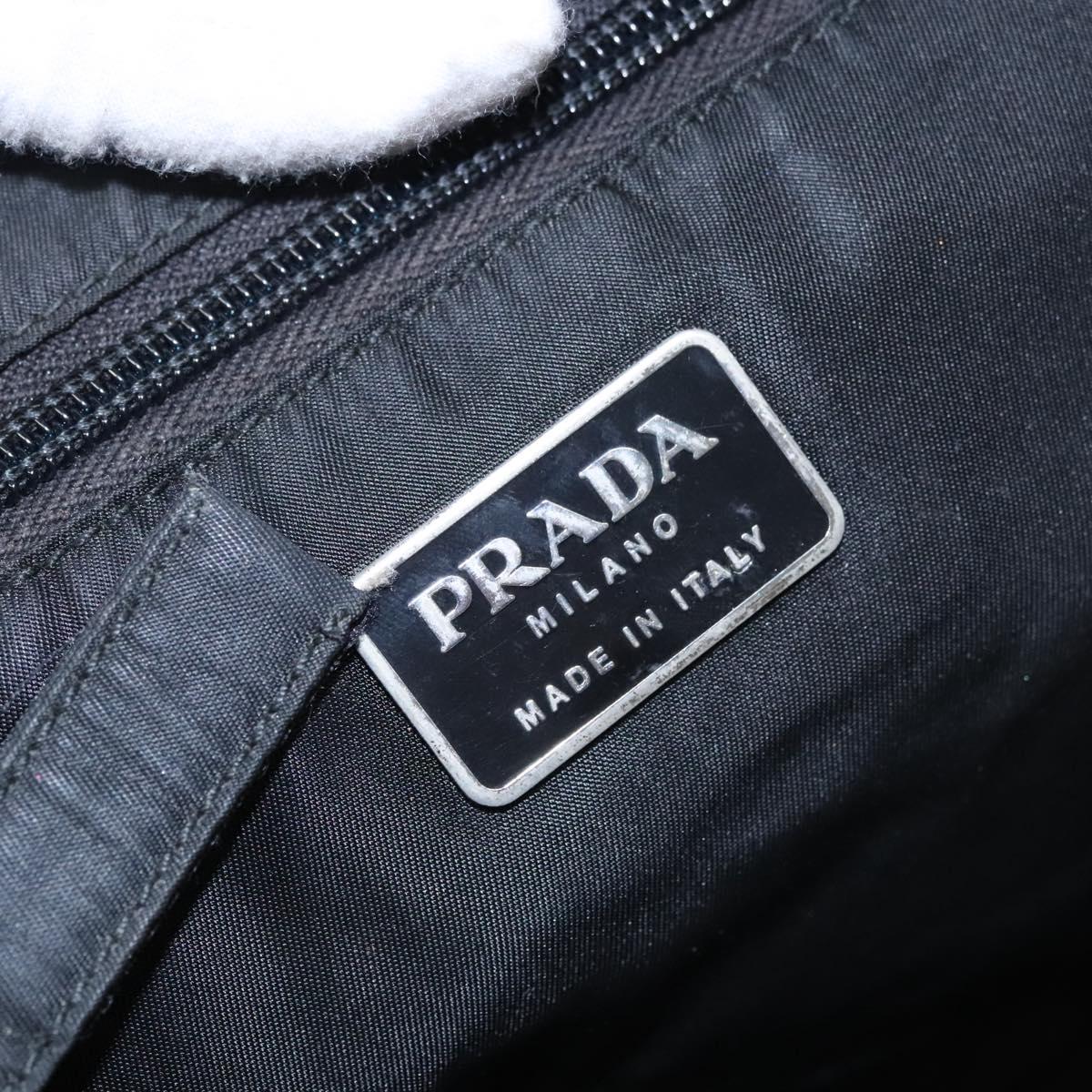 PRADA Hand Bag Nylon plastic Khaki Silver Auth bs23618