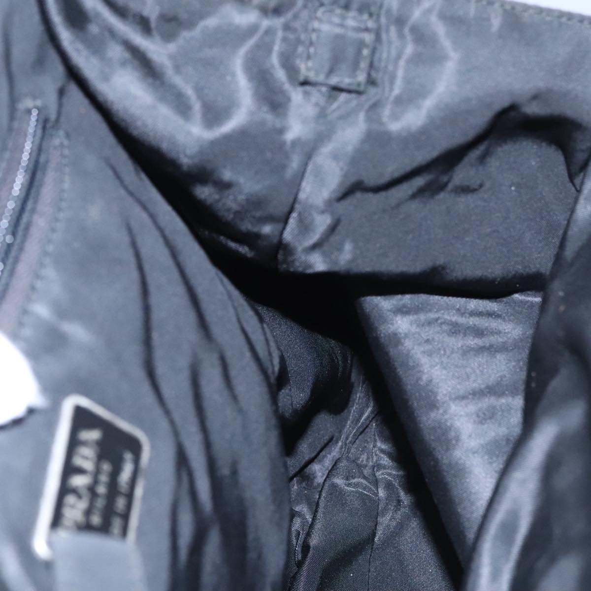 PRADA Hand Bag Nylon plastic Khaki Silver Auth bs23618