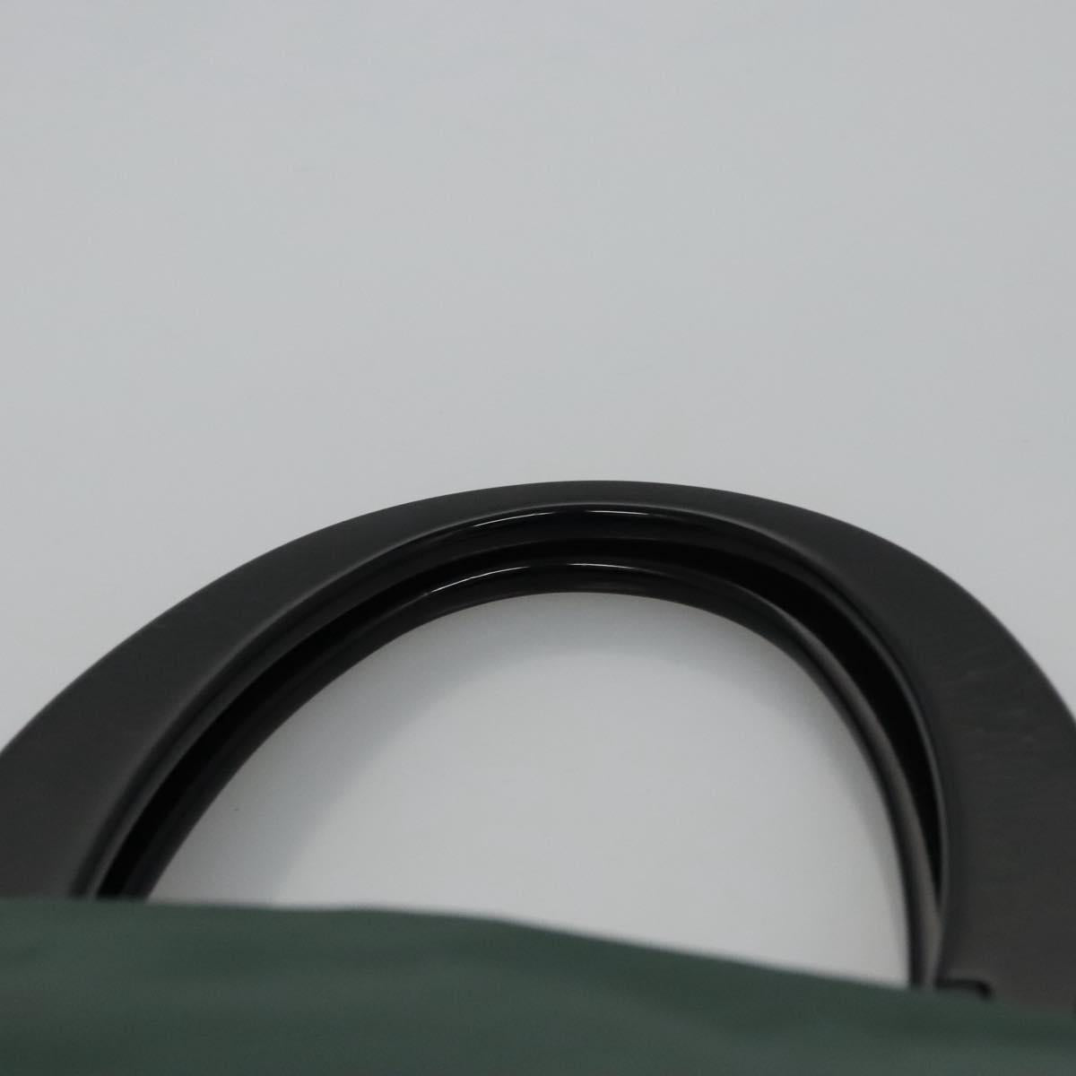 PRADA Hand Bag Nylon plastic Khaki Silver Auth bs23618