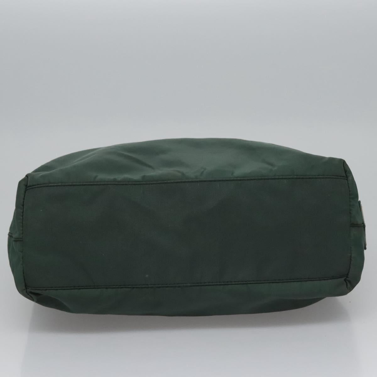 PRADA Hand Bag Nylon plastic Khaki Silver Auth bs23618