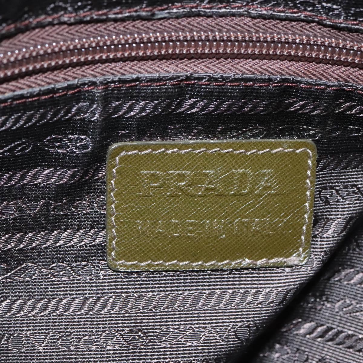 PRADA Chain Shoulder Bag Nylon Beige Gold Auth bs23630