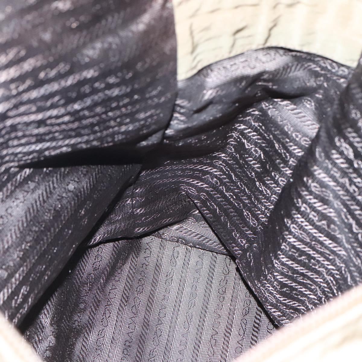 PRADA Chain Shoulder Bag Nylon Beige Gold Auth bs23630