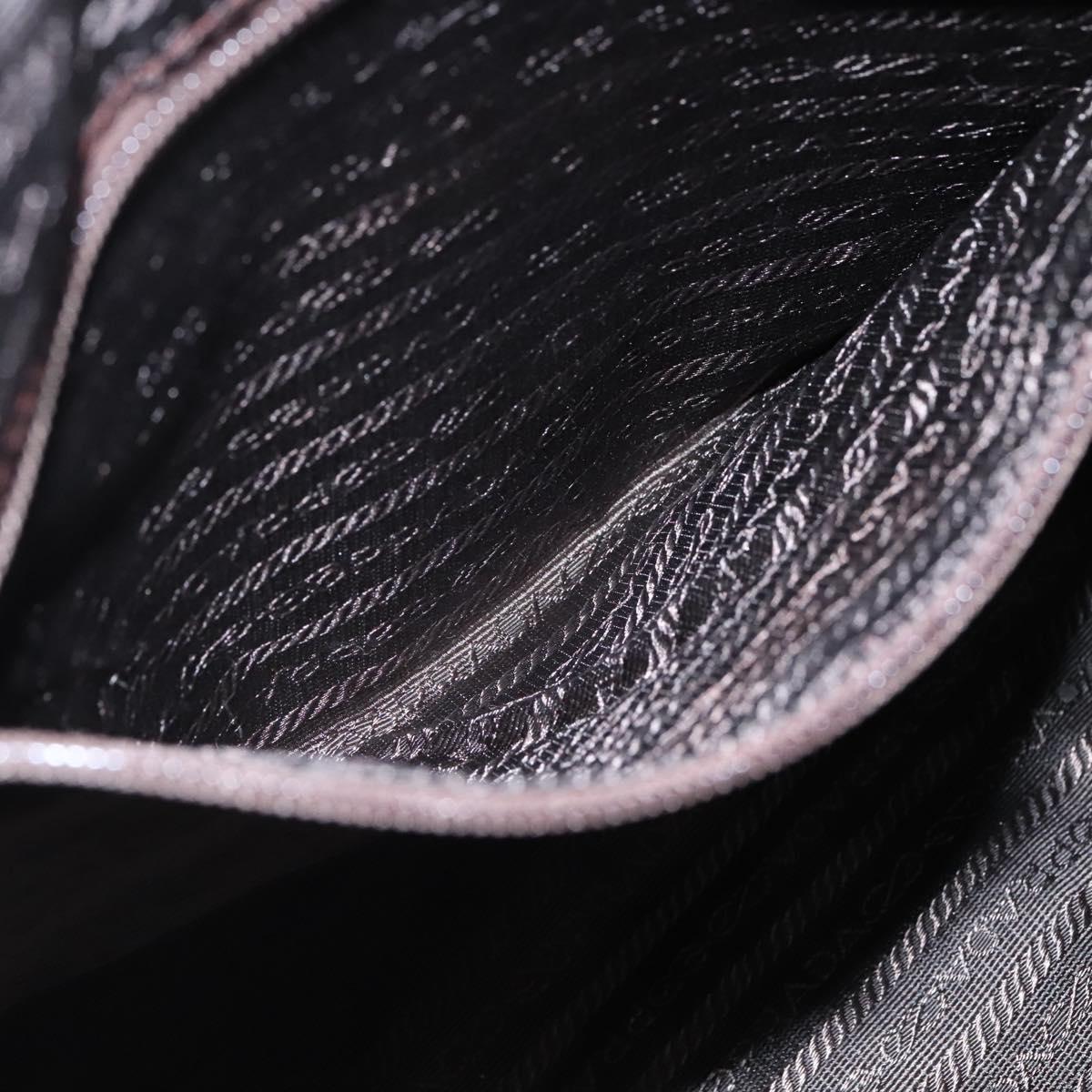 PRADA Chain Shoulder Bag Nylon Beige Gold Auth bs23630