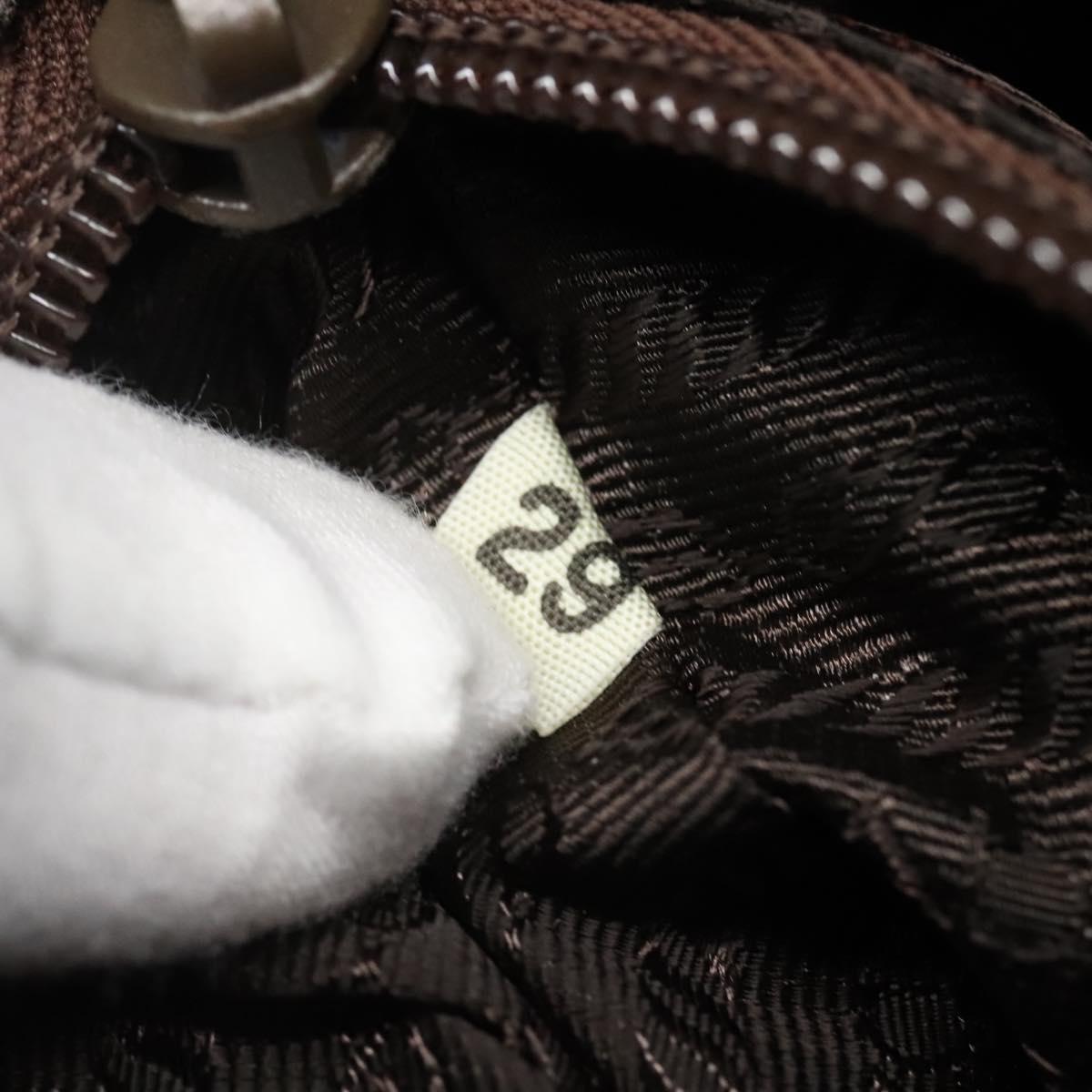 PRADA Chain Shoulder Bag Nylon Beige Gold Auth bs23630