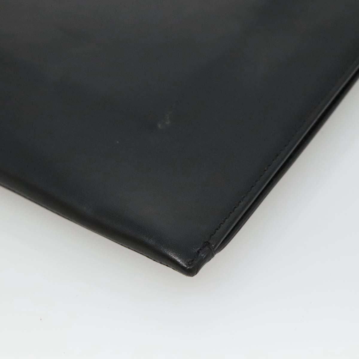 SAINT LAURENT Clutch Bag Leather Black Auth bs23631