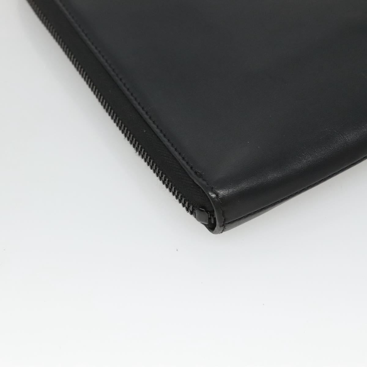 SAINT LAURENT Clutch Bag Leather Black Auth bs23631