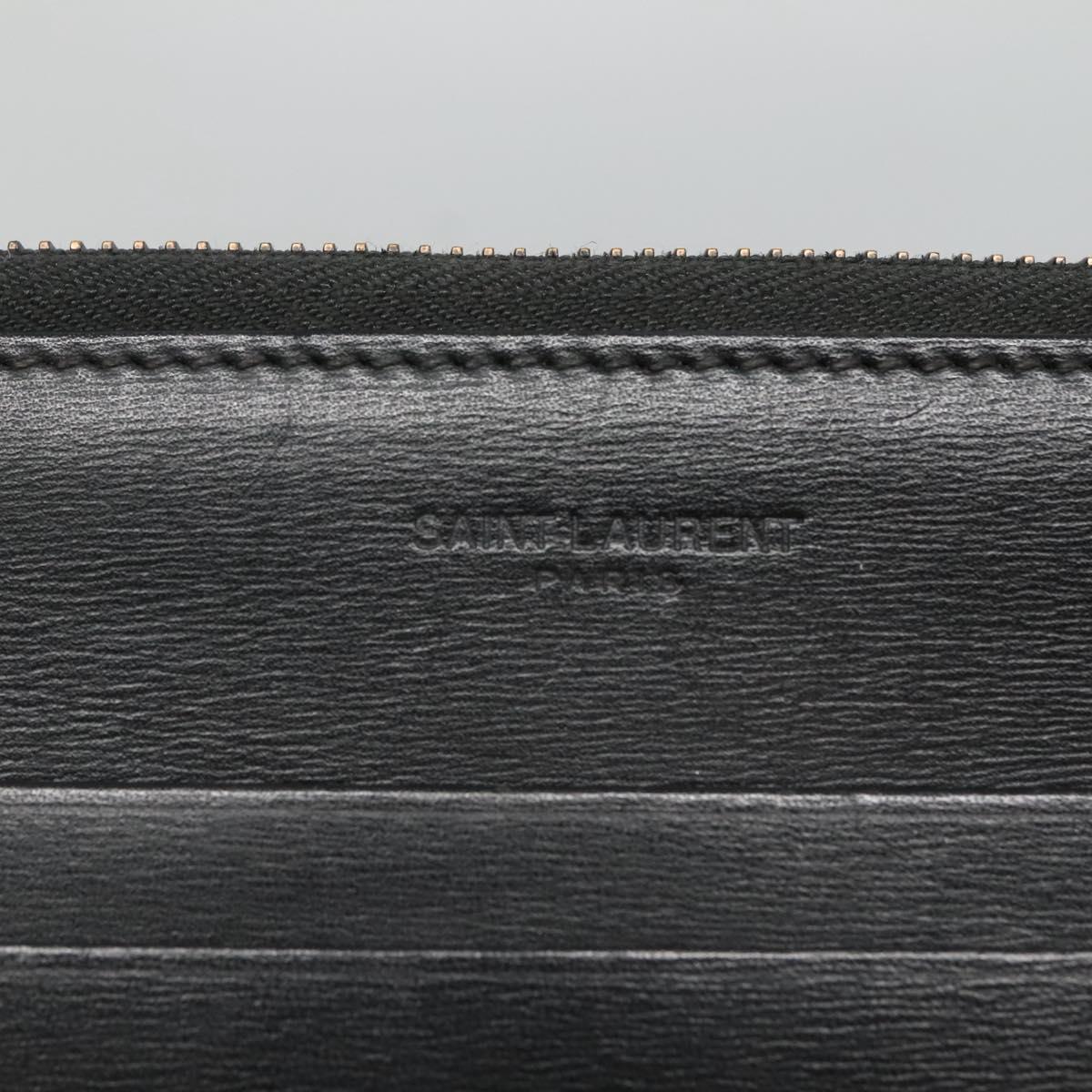 SAINT LAURENT Clutch Bag Leather Black Auth bs23631
