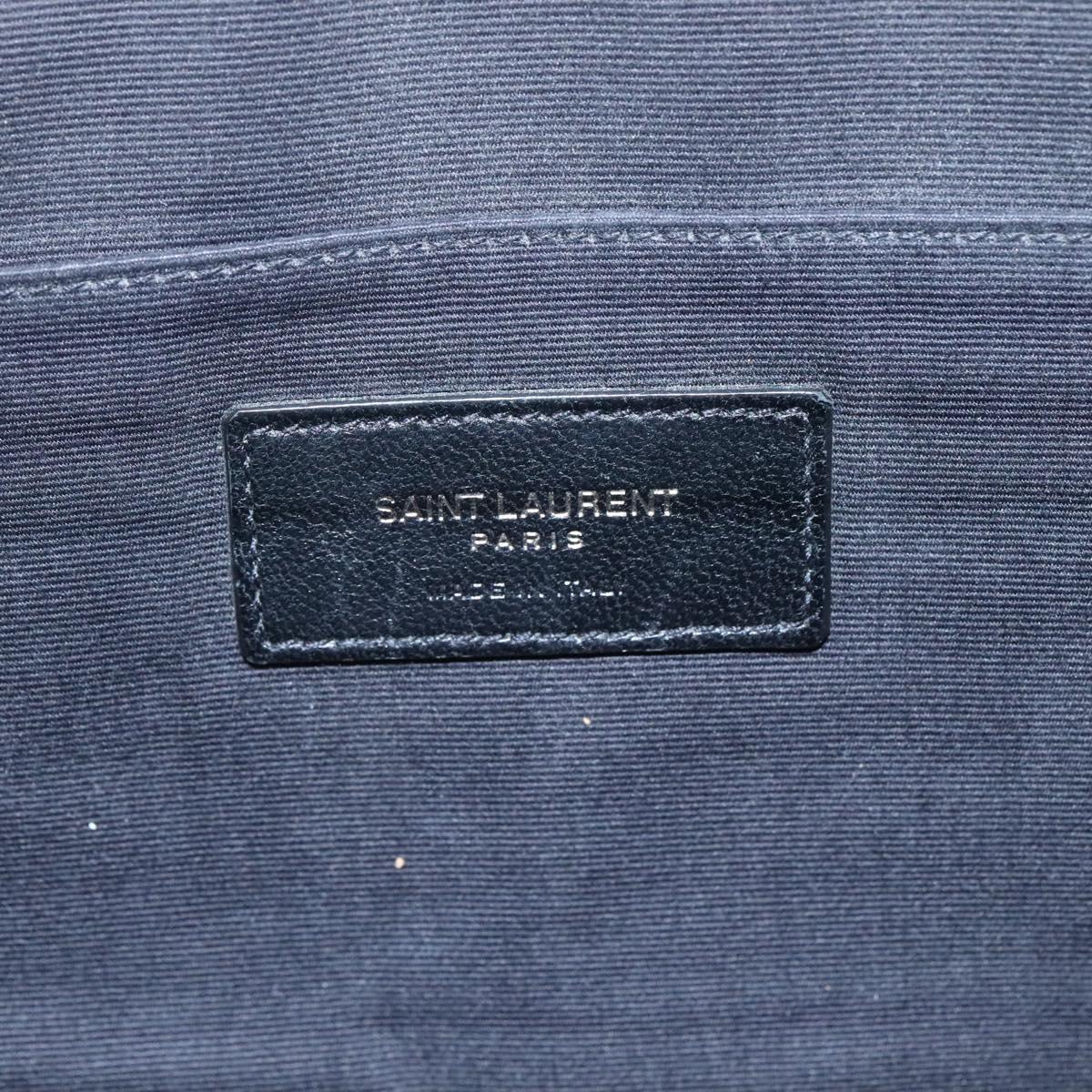 SAINT LAURENT Clutch Bag Leather Black Auth bs23631