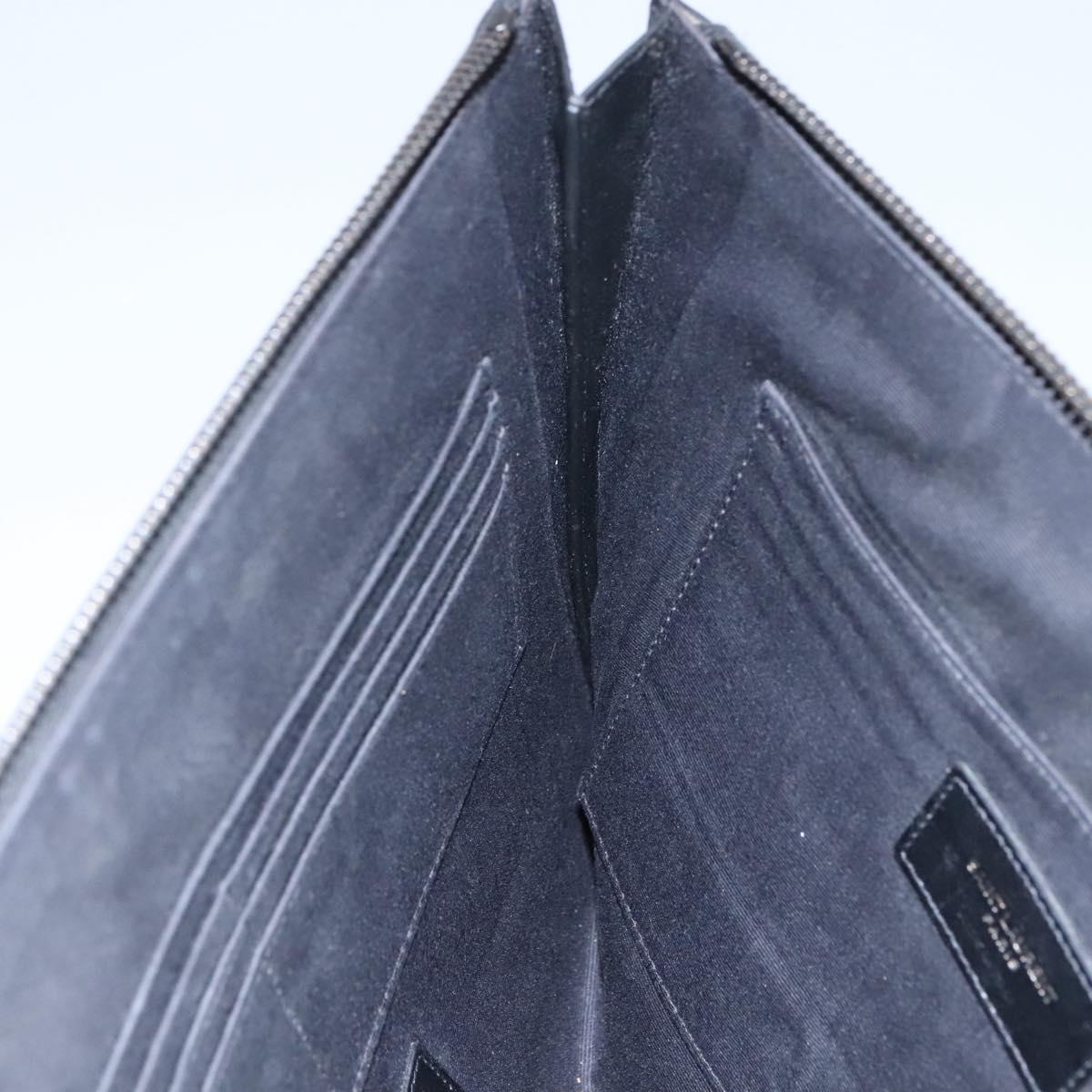 SAINT LAURENT Clutch Bag Leather Black Auth bs23631