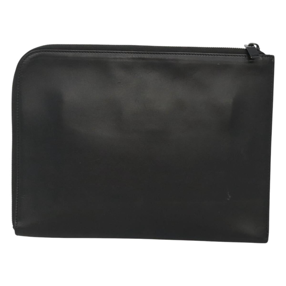 SAINT LAURENT Clutch Bag Leather Black Auth bs23631