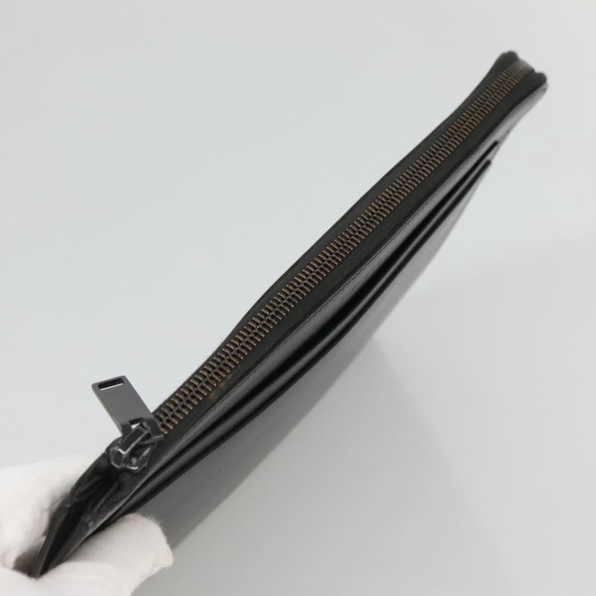 SAINT LAURENT Clutch Bag Leather Black Auth bs23631