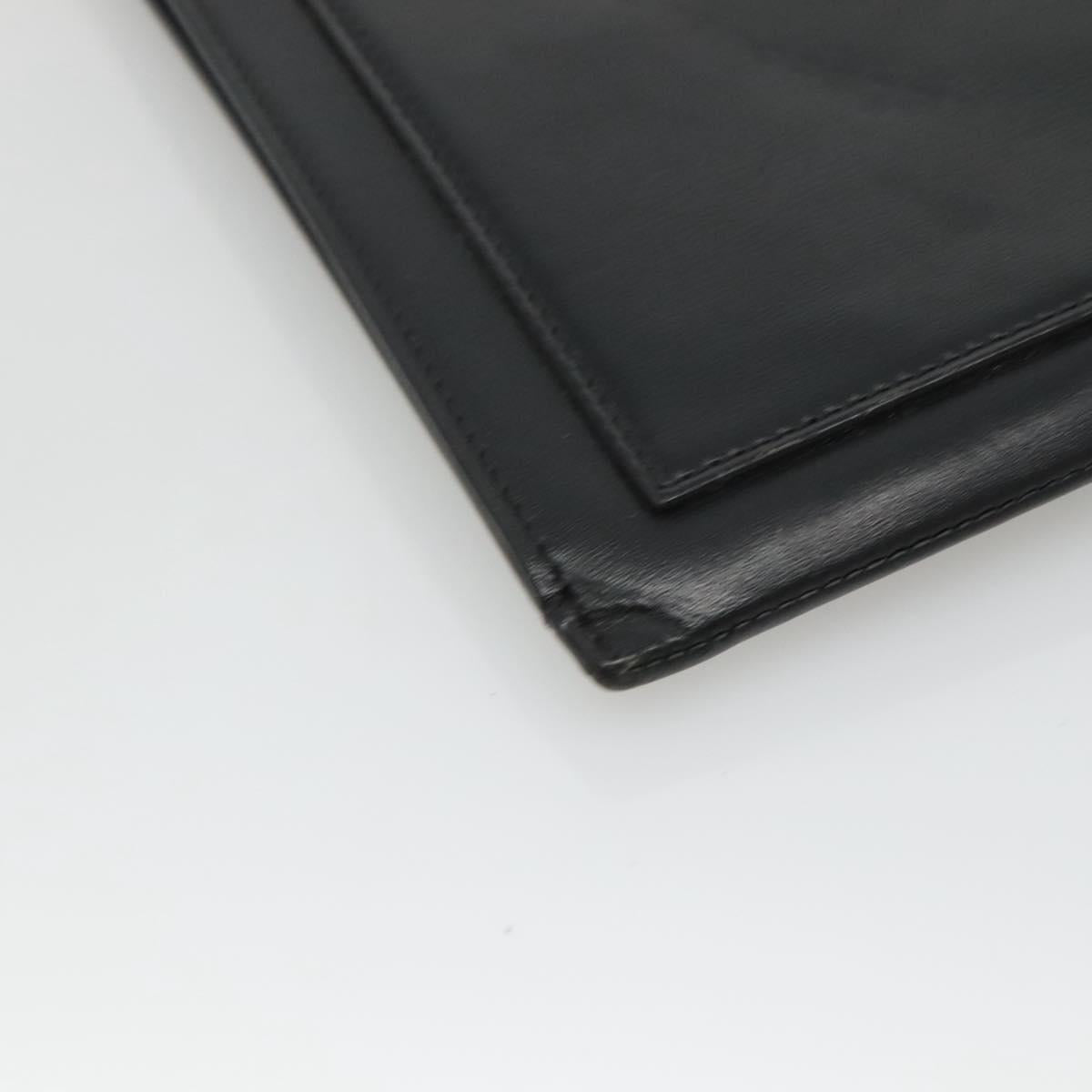 SAINT LAURENT Clutch Bag Leather Black Auth bs23631