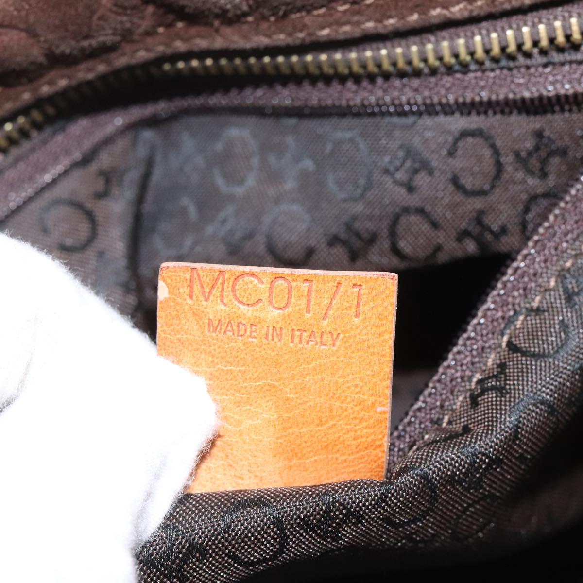 CELINE C Macadam Canvas Hand Bag Suede Brown Gold Auth bs23637