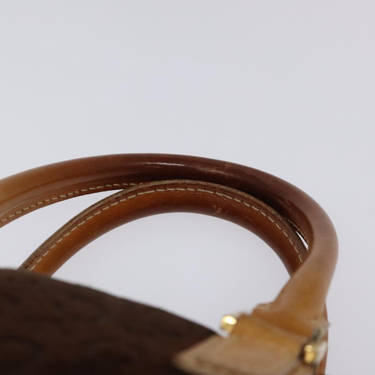 CELINE C Macadam Canvas Hand Bag Suede Brown Gold Auth bs23637