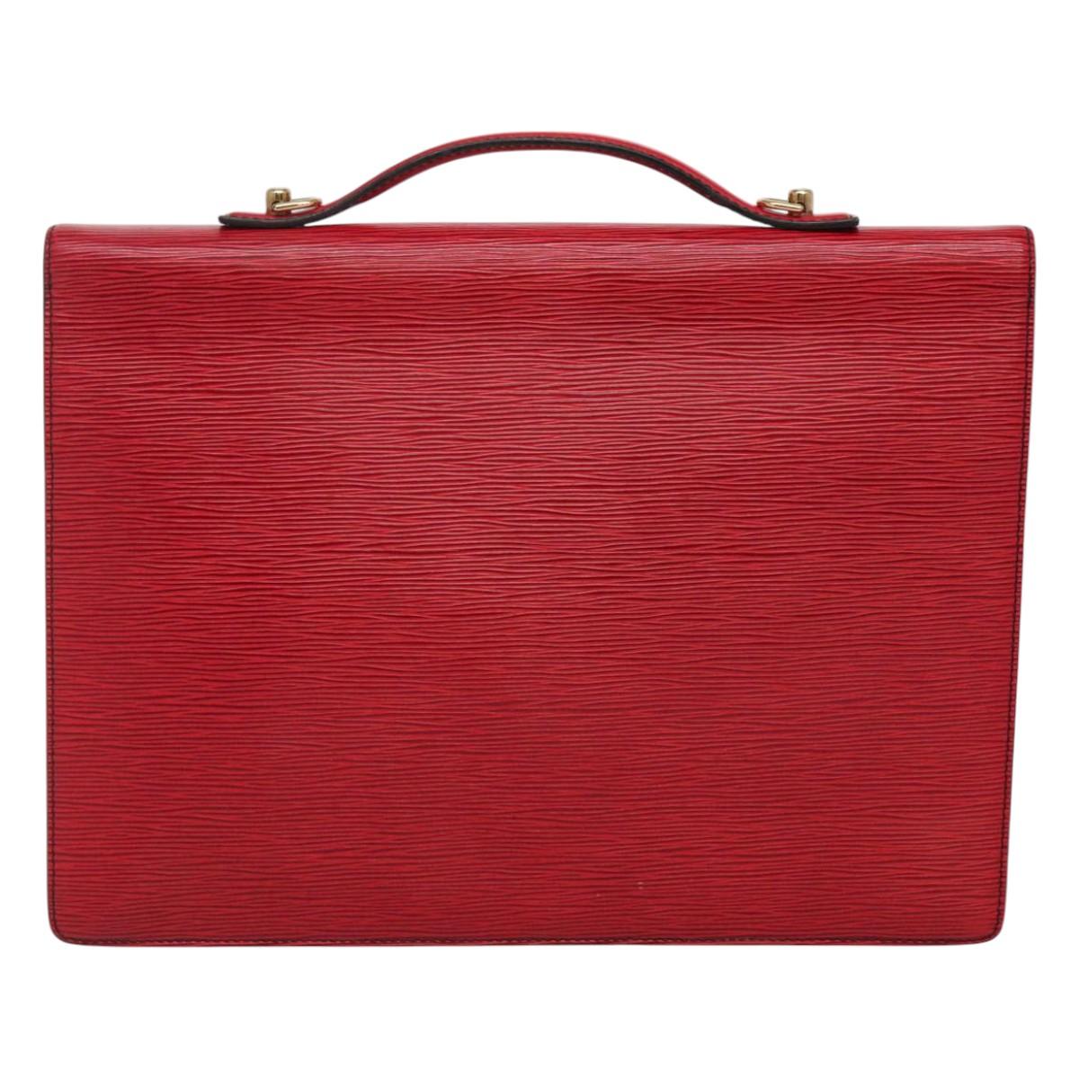 LOUIS VUITTON Epi Porte Documents Bandouliere Briefcase Red LV Auth bs23657