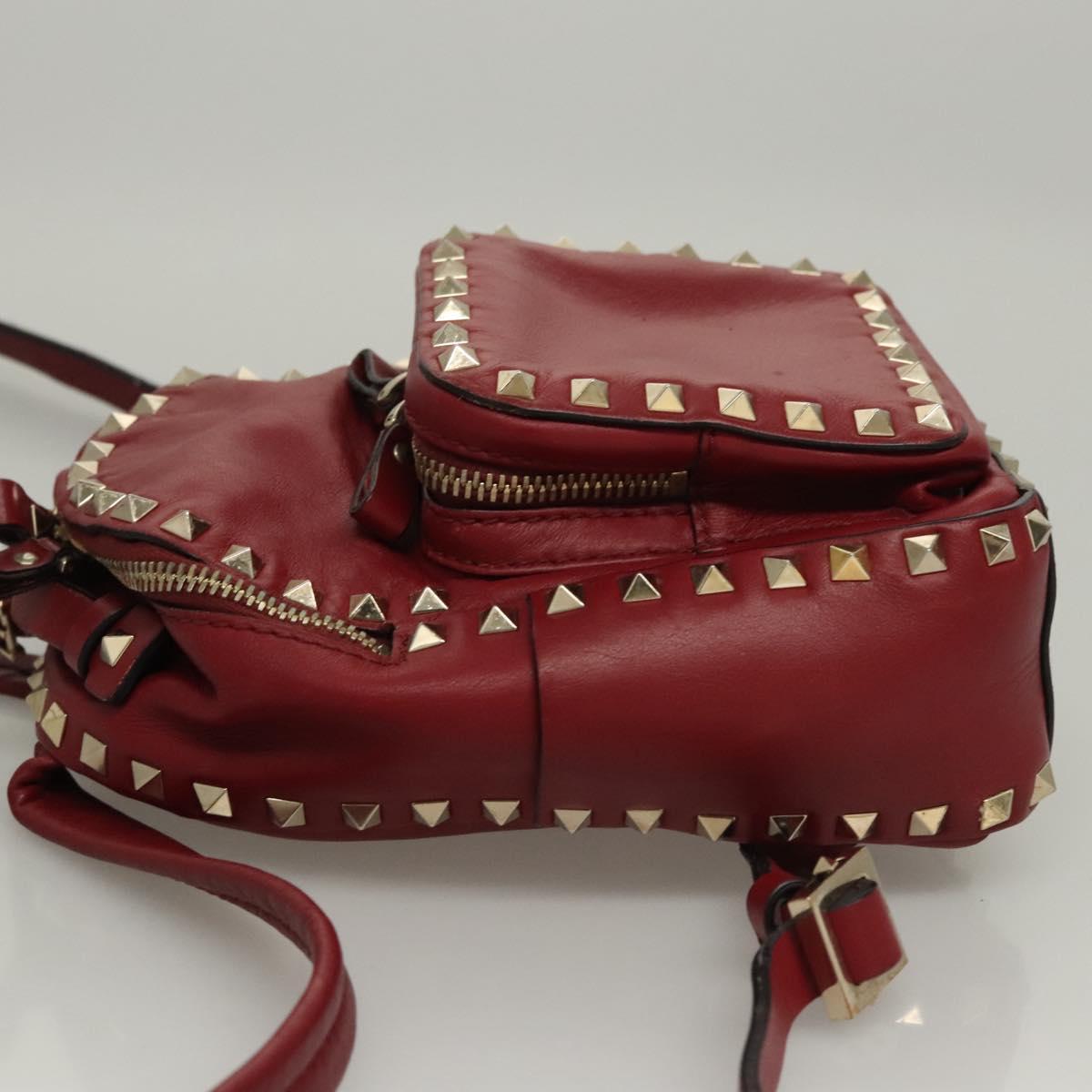 VALENTINO Backpack Leather Red Auth bs23660V