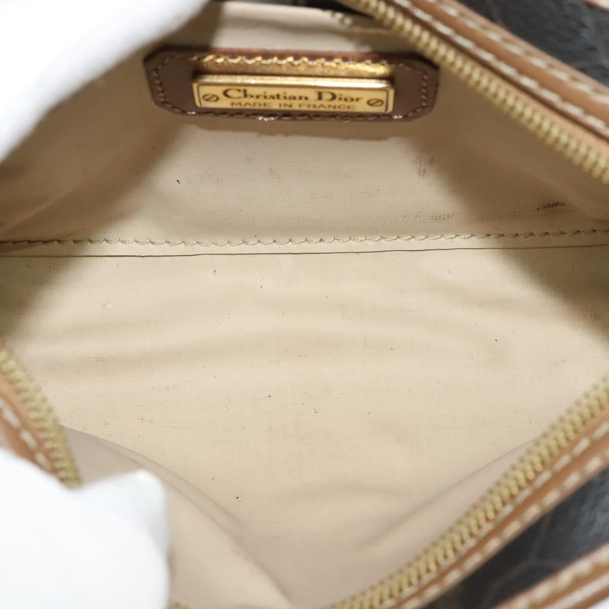 Christian Dior Honeycomb Canvas Pouch PVC Leather Black Auth bs23663