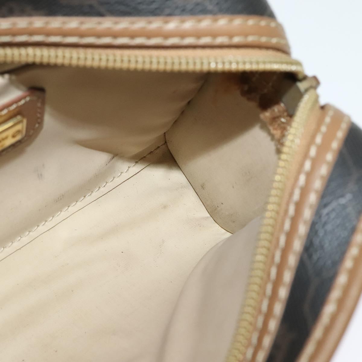 Christian Dior Honeycomb Canvas Pouch PVC Leather Black Auth bs23663