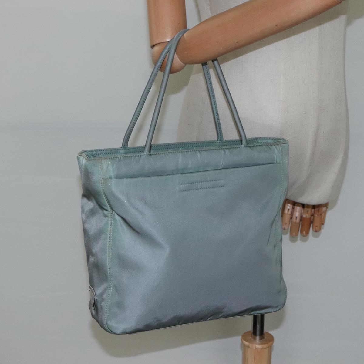 PRADA Hand Bag Nylon Green Auth bs23688