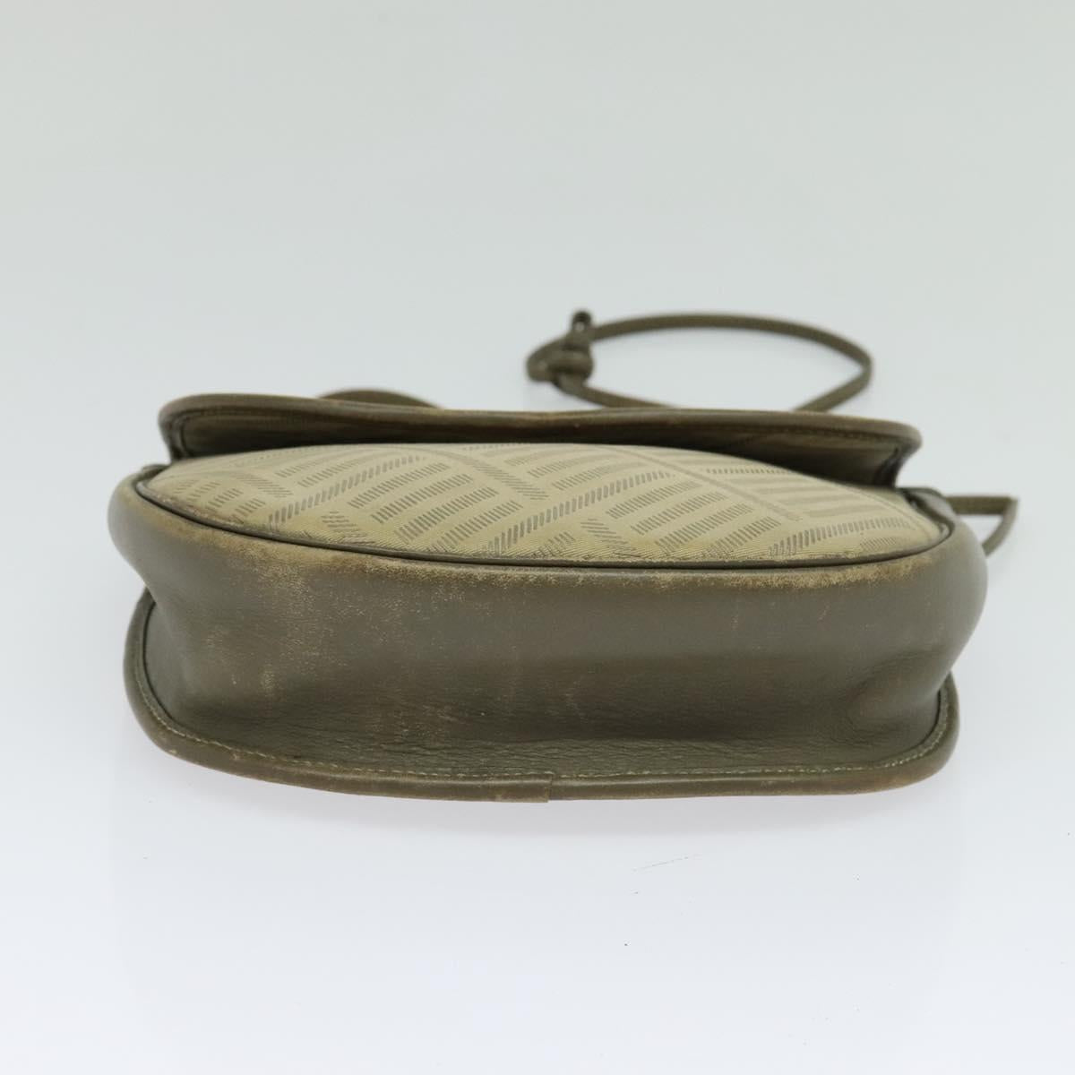 GIVENCHY Shoulder Bag Canvas Leather Beige Gold Auth bs23699