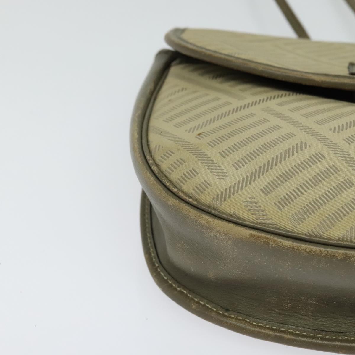 GIVENCHY Shoulder Bag Canvas Leather Beige Gold Auth bs23699