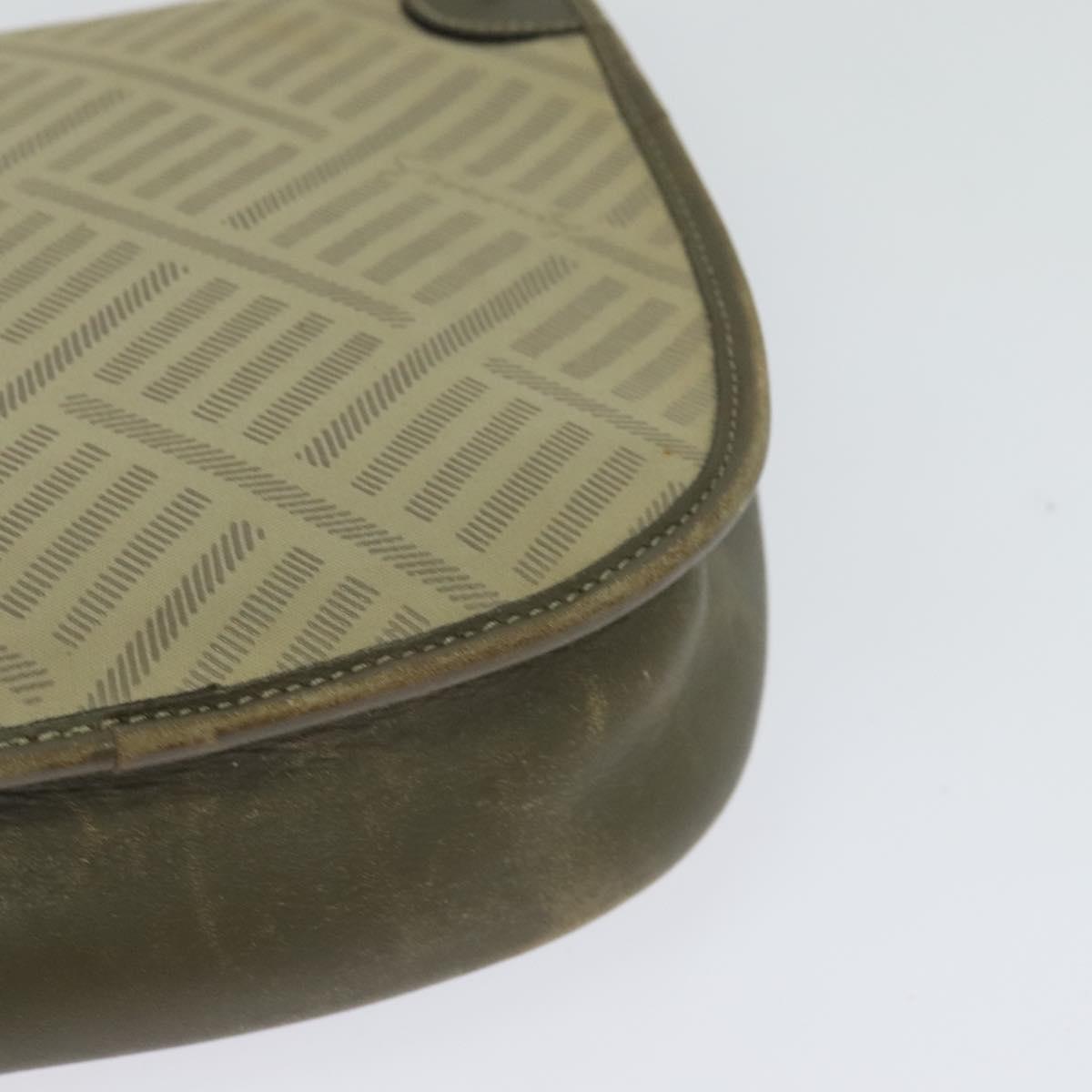 GIVENCHY Shoulder Bag Canvas Leather Beige Gold Auth bs23699