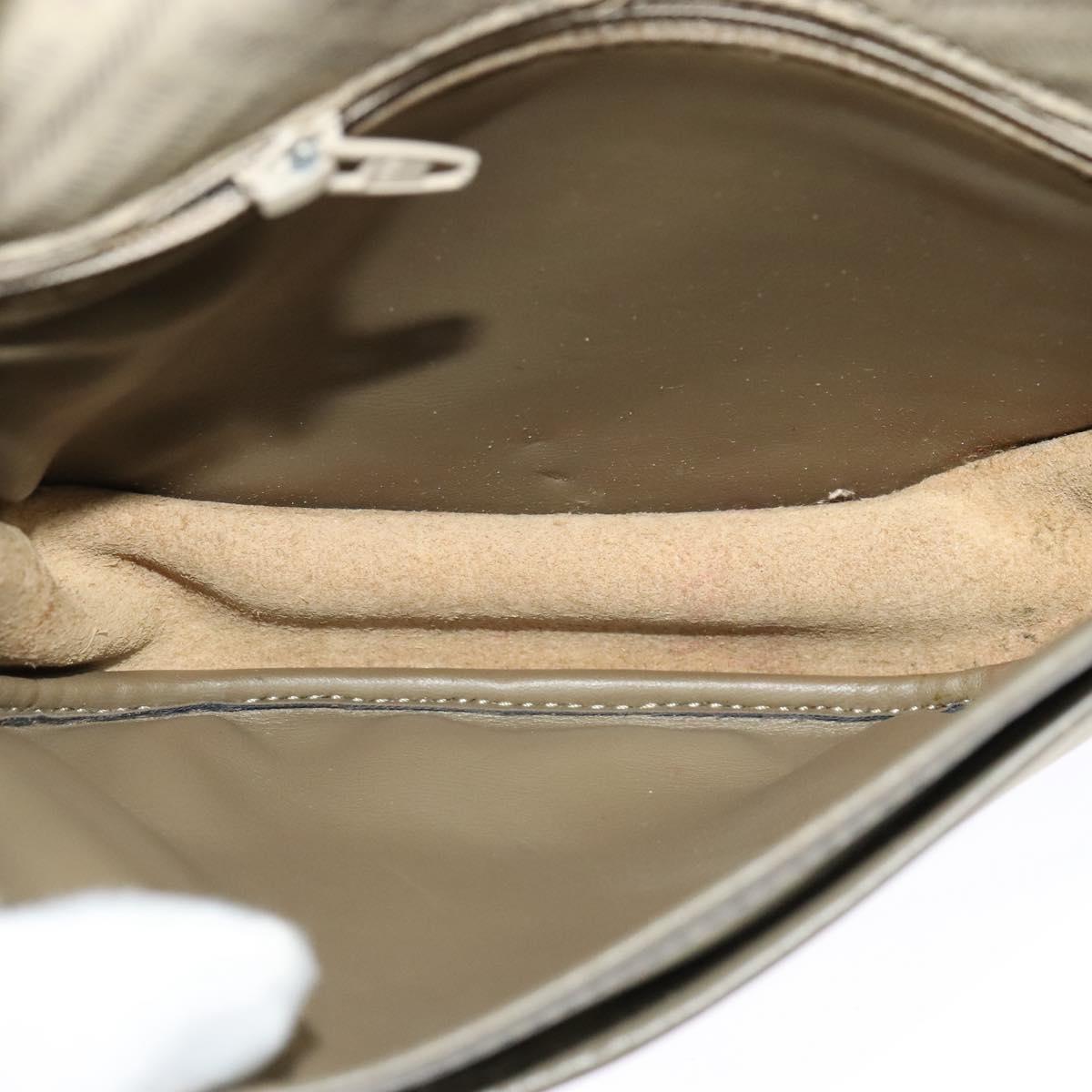 GIVENCHY Shoulder Bag Canvas Leather Beige Gold Auth bs23699