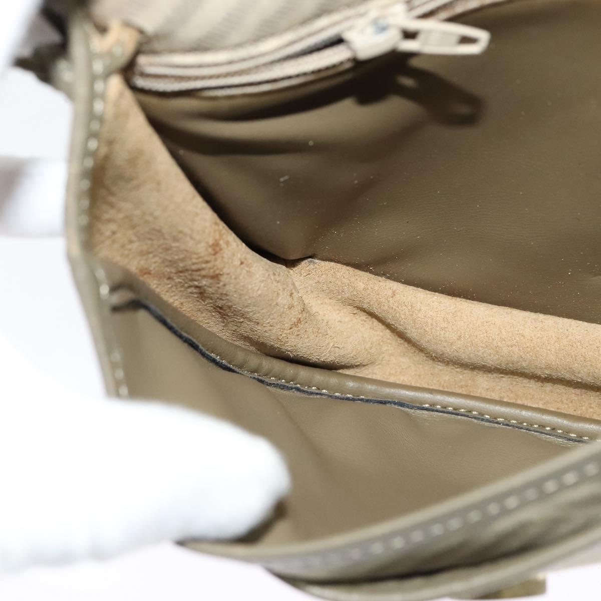 GIVENCHY Shoulder Bag Canvas Leather Beige Gold Auth bs23699