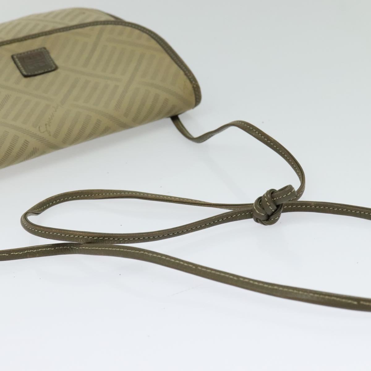 GIVENCHY Shoulder Bag Canvas Leather Beige Gold Auth bs23699