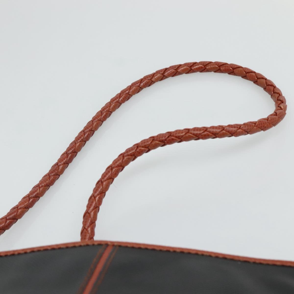 BOTTEGA VENETA Shoulder Bag PVC Leather Black Brown gold Auth bs23702