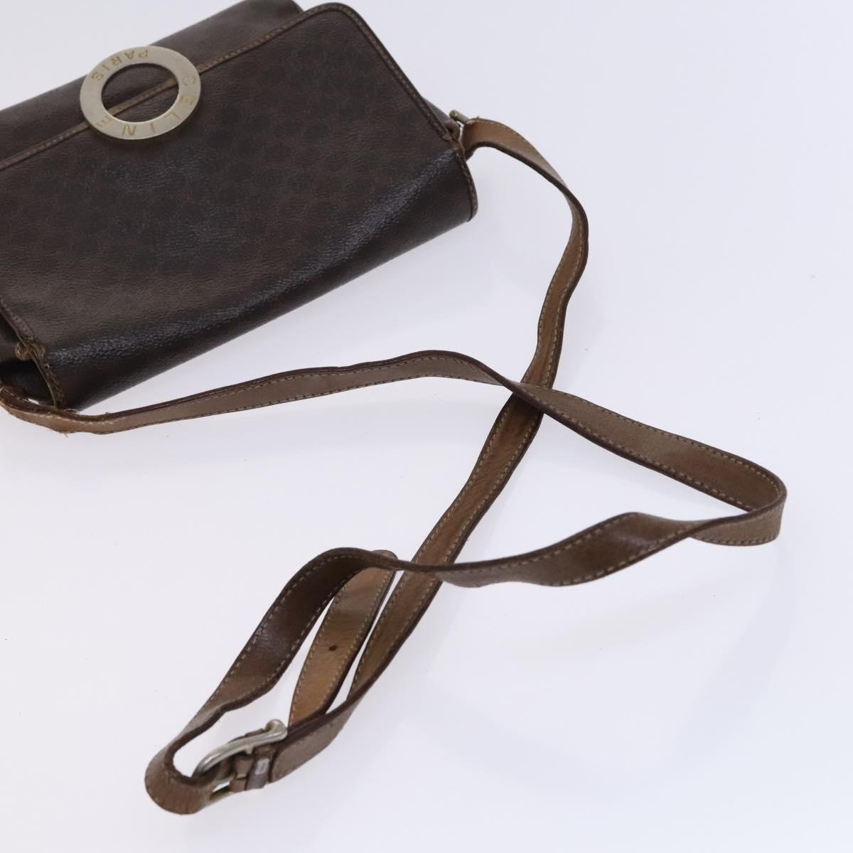 CELINE Macadam Canvas Shoulder Bag PVC Leather 2Set Brown Auth bs23708