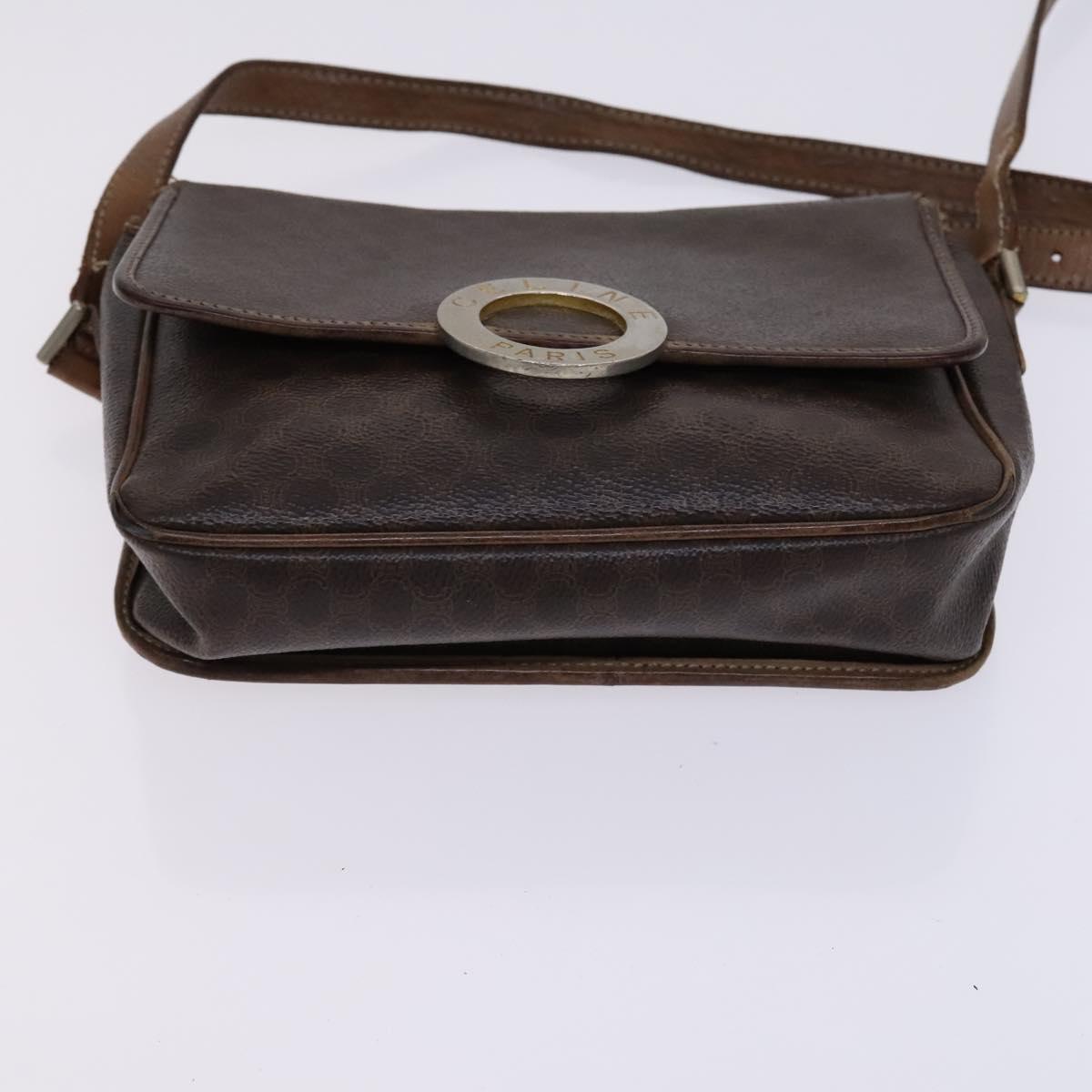 CELINE Macadam Canvas Shoulder Bag PVC Leather 2Set Brown Auth bs23708