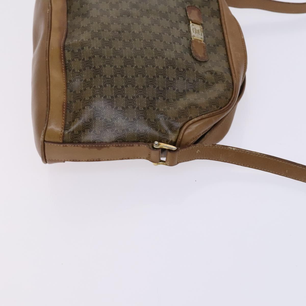 CELINE Macadam Canvas Shoulder Bag Leather 2Set Beige Black Auth bs23709