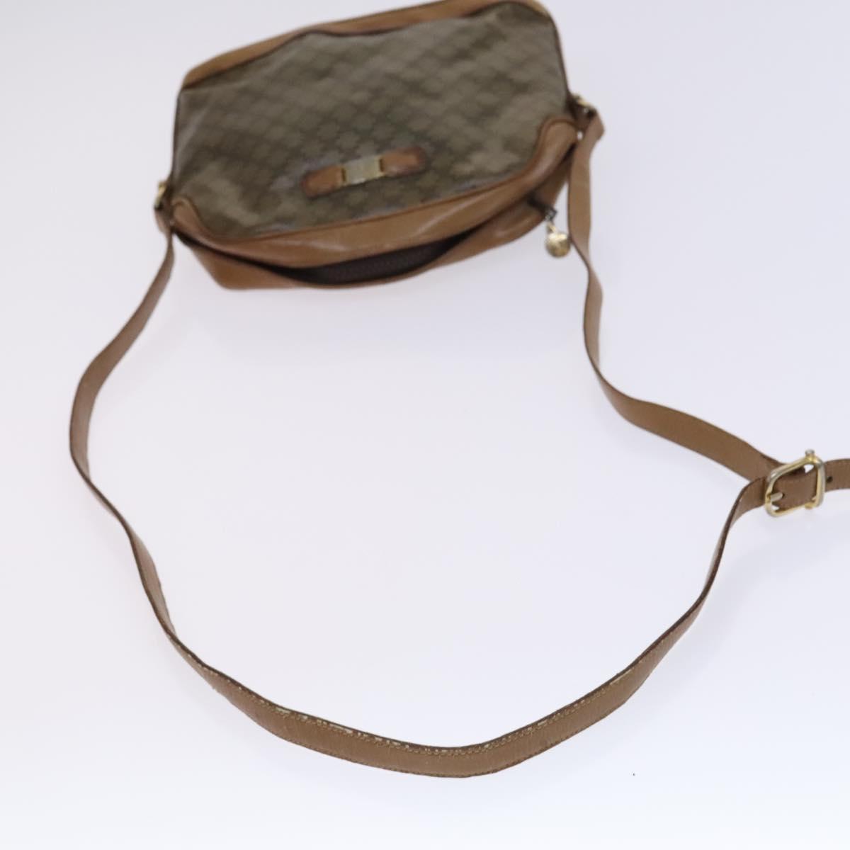 CELINE Macadam Canvas Shoulder Bag Leather 2Set Beige Black Auth bs23709