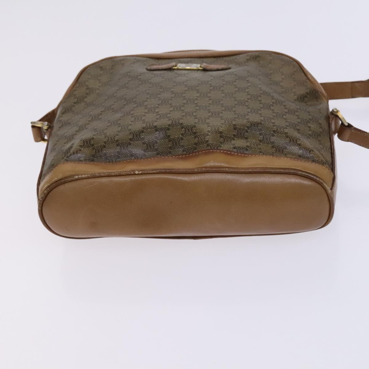 CELINE Macadam Canvas Shoulder Bag Leather 2Set Beige Black Auth bs23709