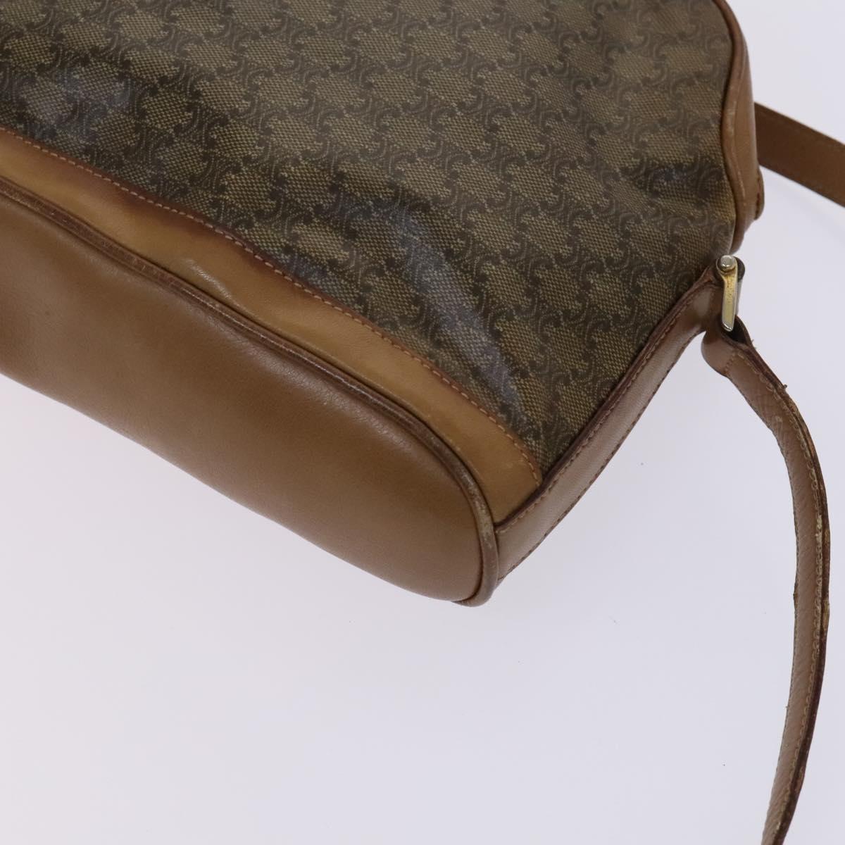 CELINE Macadam Canvas Shoulder Bag Leather 2Set Beige Black Auth bs23709