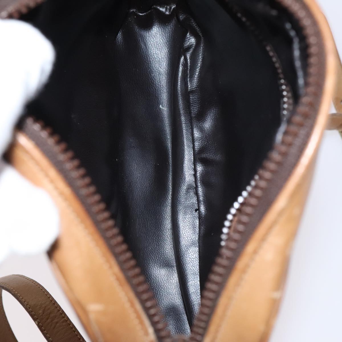 CELINE Macadam Canvas Shoulder Bag Leather 2Set Beige Black Auth bs23709