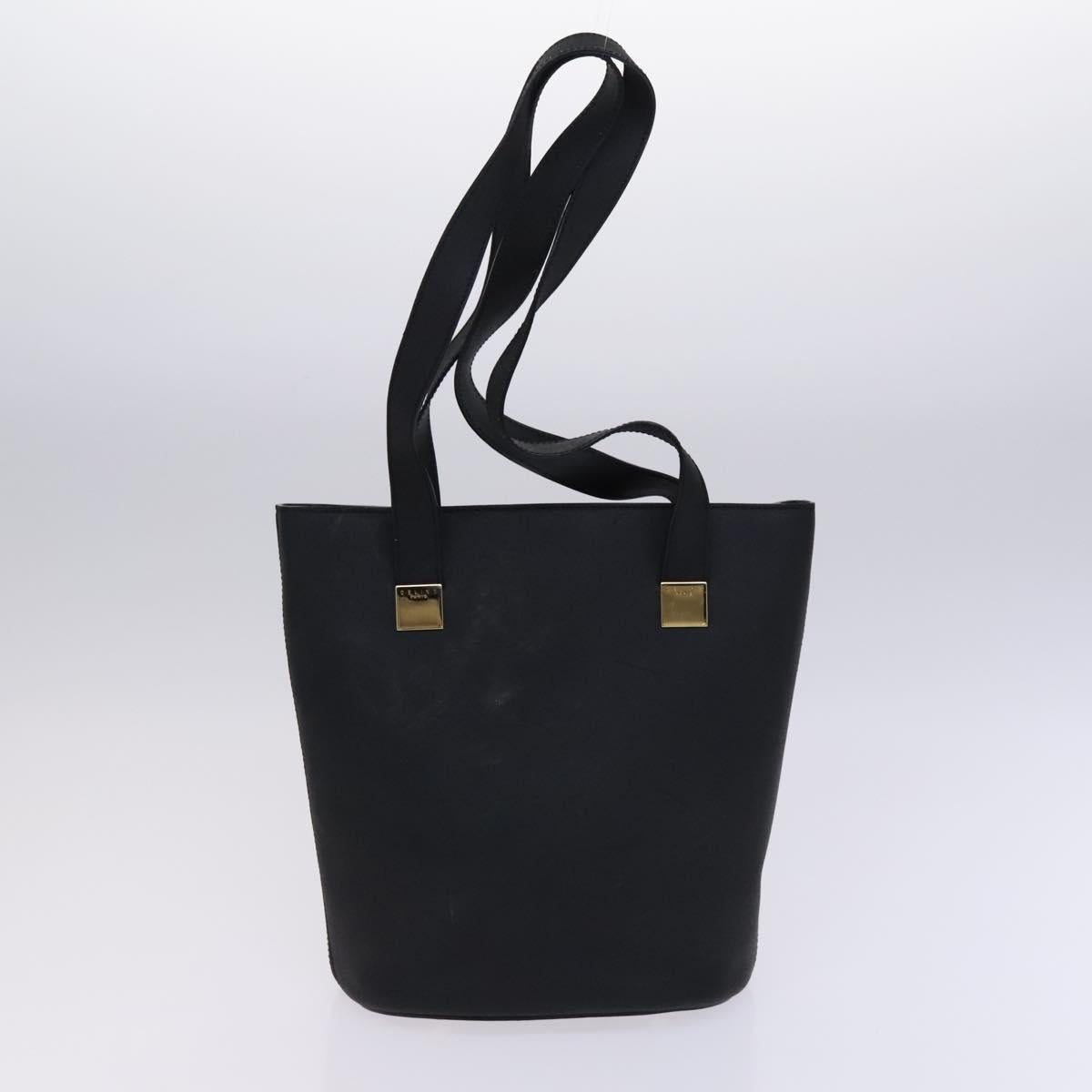 CELINE Macadam Canvas Shoulder Bag Leather 2Set Beige Black Auth bs23709