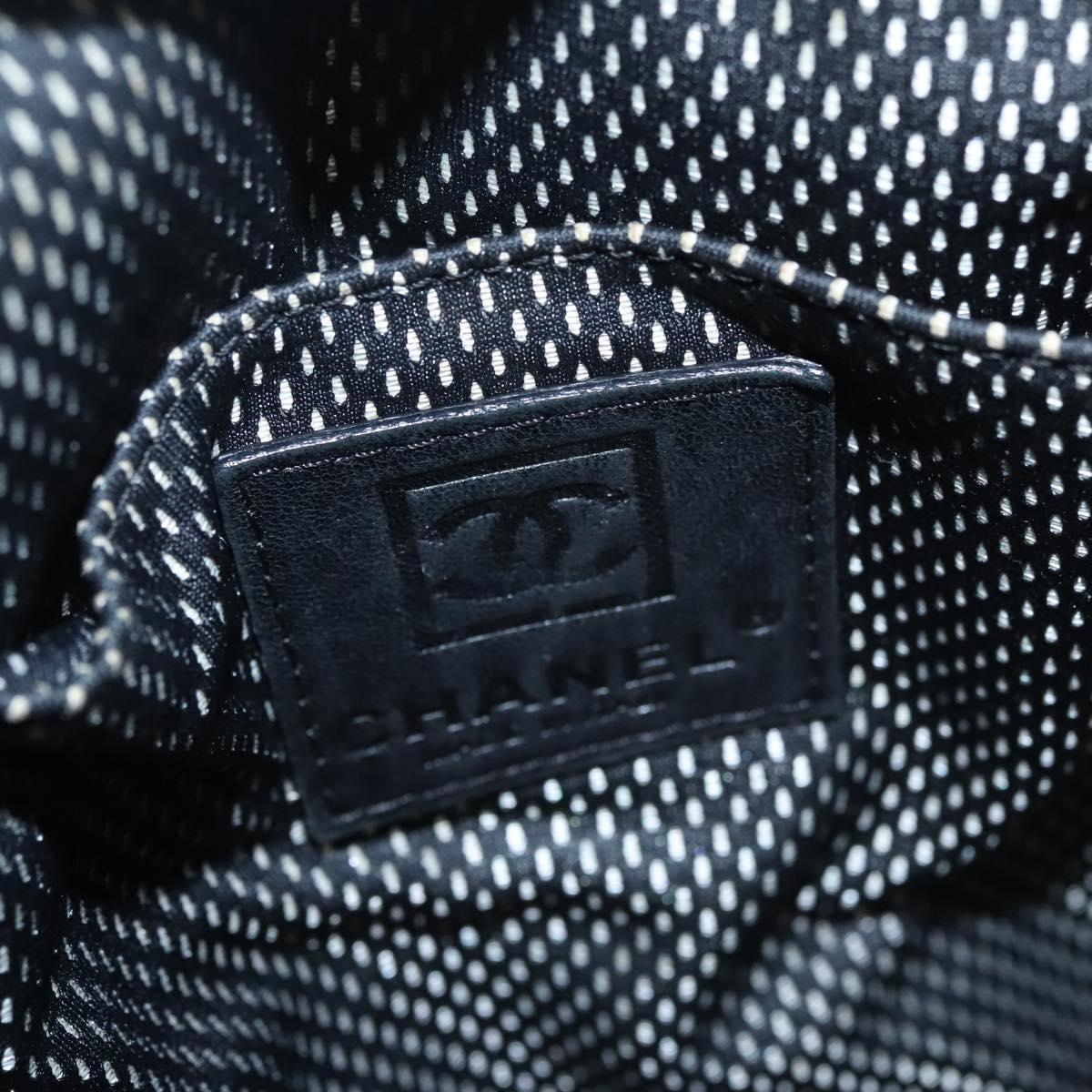 CHANEL Sports Shoulder Bag Coated Canvas Black CC Auth bs23718
