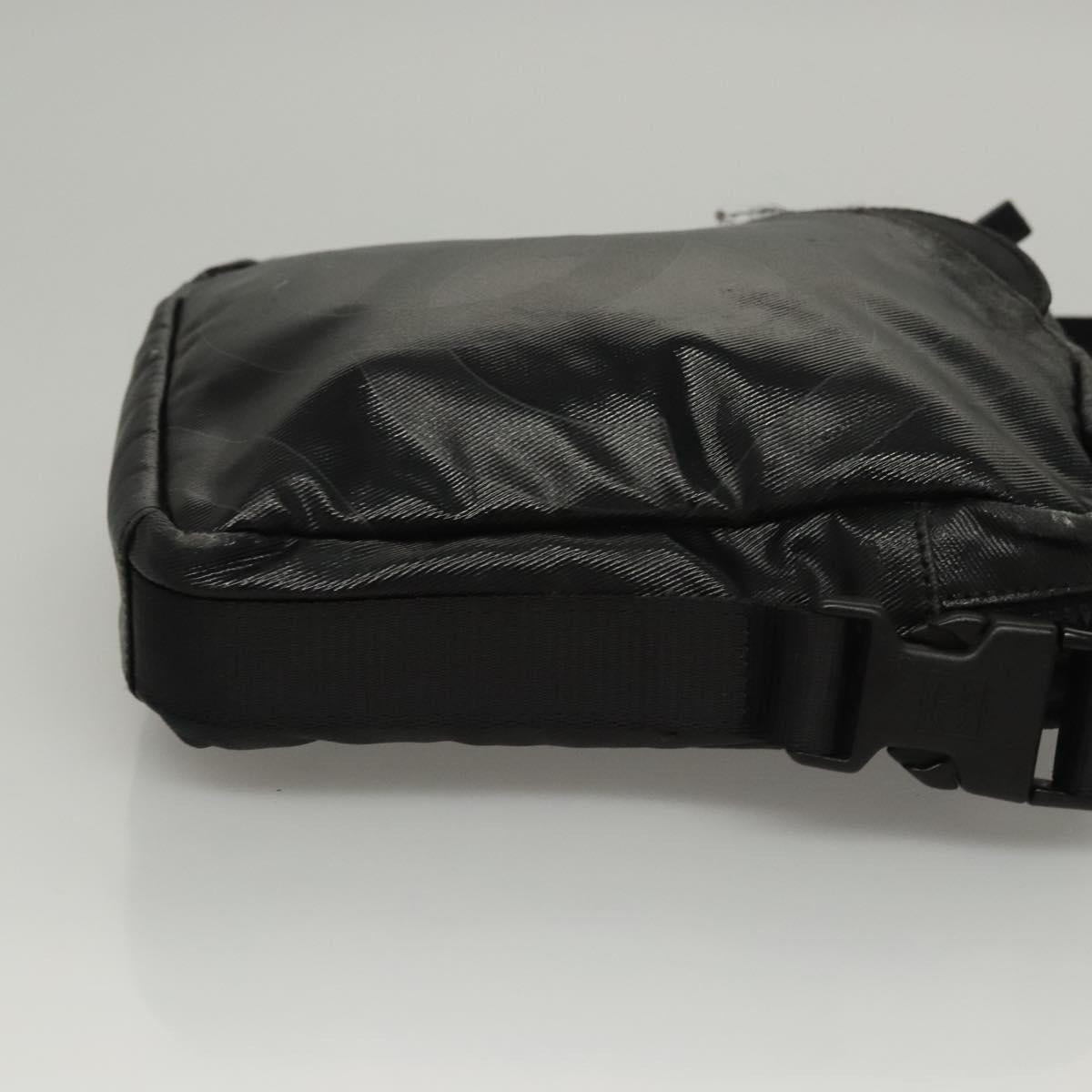 CHANEL Sports Shoulder Bag Coated Canvas Black CC Auth bs23718