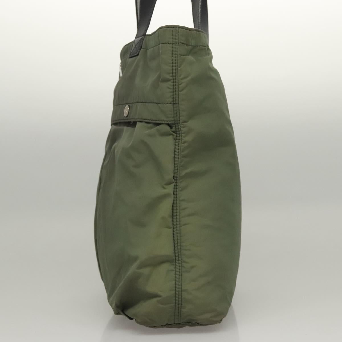 CELINE Tote Bag Nylon Khaki Auth bs23721