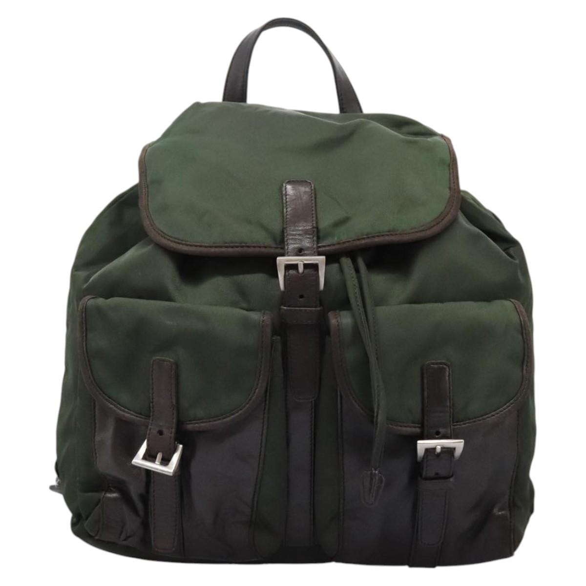 PRADA Backpack Nylon Khaki Auth bs23722