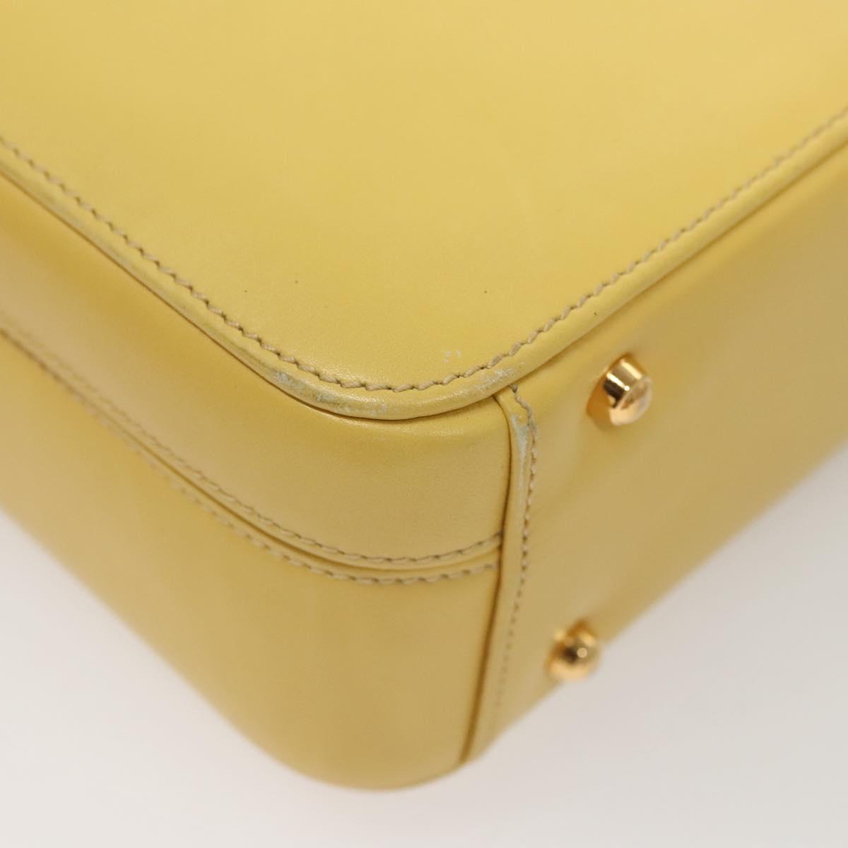 GUCCI Hand Bag Leather 2way Yellow Gold Auth bs23727