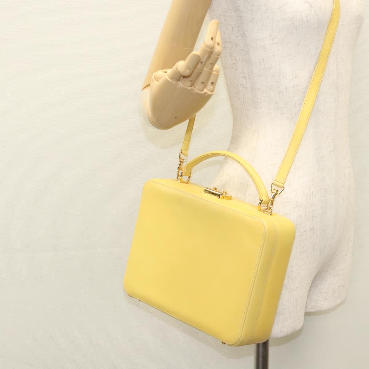 GUCCI Hand Bag Leather 2way Yellow Gold Auth bs23727