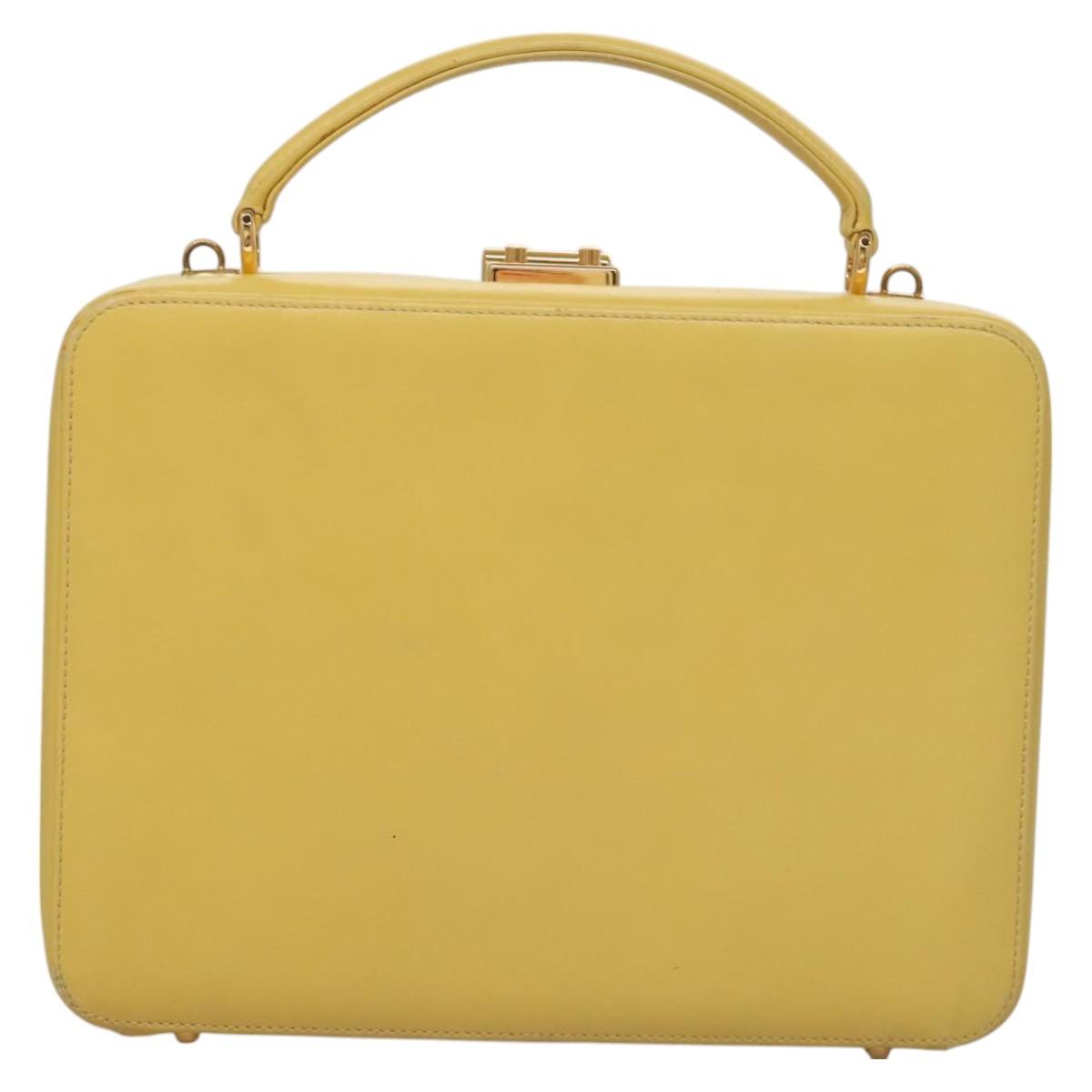 GUCCI Hand Bag Leather 2way Yellow Gold Auth bs23727