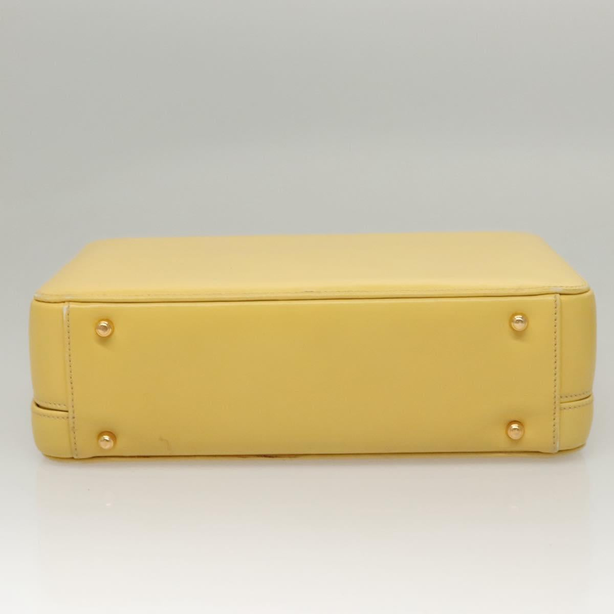 GUCCI Hand Bag Leather 2way Yellow Gold Auth bs23727
