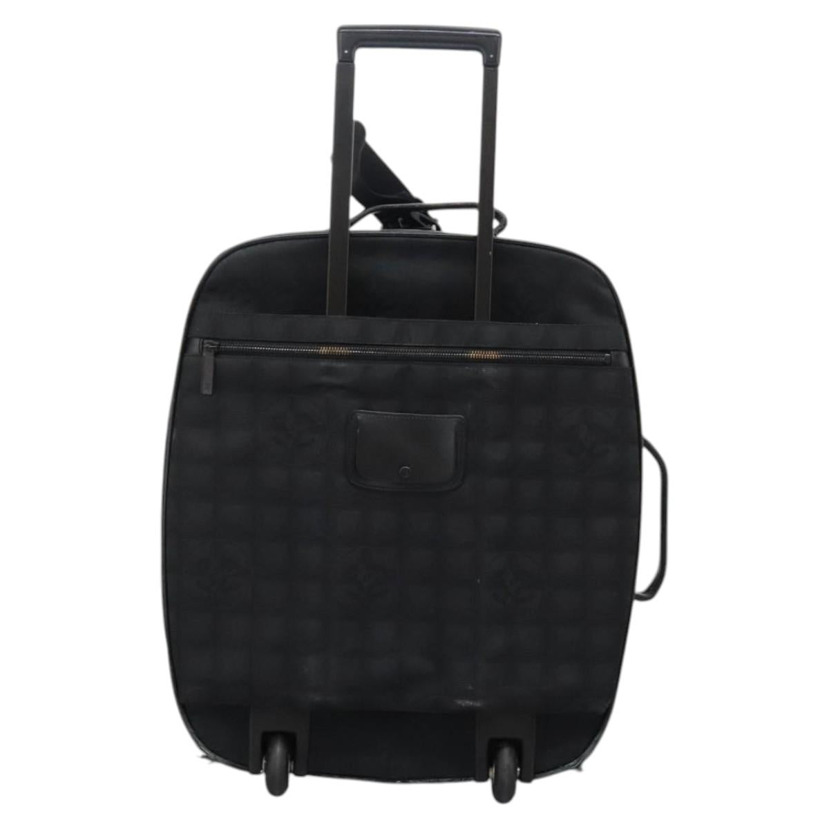 CHANEL Carry Case New Travel line suitcase Nylon Black CC Auth bs23739